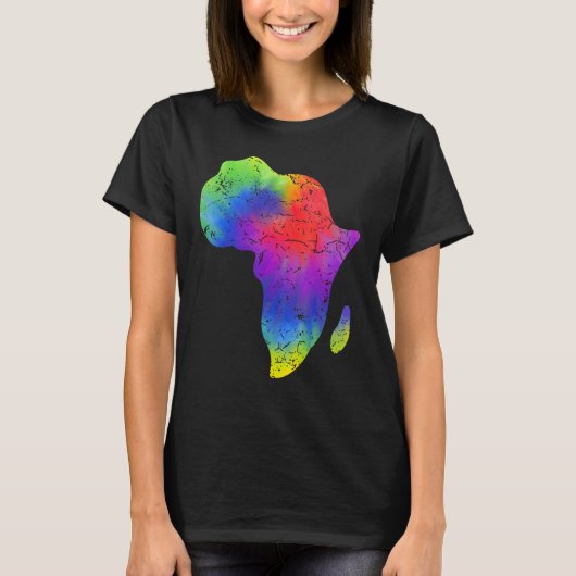 Africa Map Reggae Rasta Tie Dye Black African Amer Tシャツ (正面)