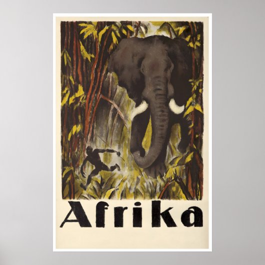 Africa Travel Poster African Art Jungle Elephant ポスター (正面)