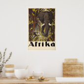 Africa Travel Poster African Art Jungle Elephant ポスター (キッチン)