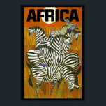 Africa Travel Posters Zebras ポスター<br><div class="desc">Lovely vintage travel poster for Africa featuring zebras among the trees.</div>