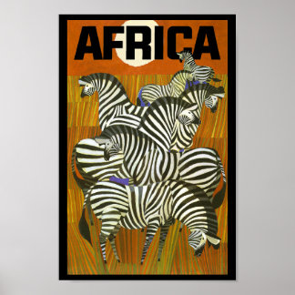 Africa Travel Posters Zebras ポスター