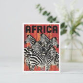Africa Zebra Safari Vintage Art ポストカード (スタンド正面)