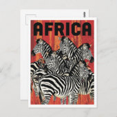 Africa Zebra Safari Vintage Art ポストカード (正面/裏面)