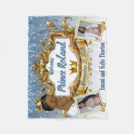 African 王室の Prince Blueと金ゴールドの写エレガント真 フリースブランケット