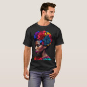 African Abstract Beautiful Black Woman Origami Que Tシャツ (正面フル)