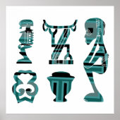 african abstract modern portrait afro art poster ポスター (正面)