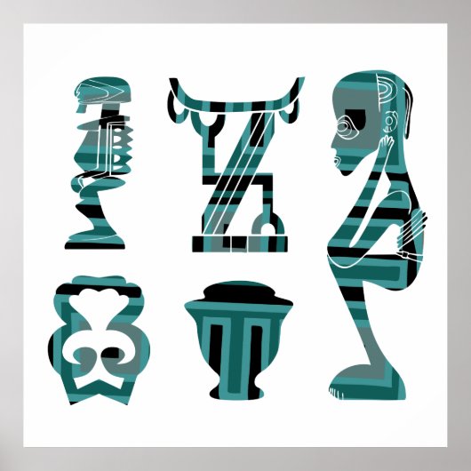 african abstract modern portrait afro art poster ポスター (正面)