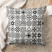 African Adinkra Symbol Throw Pillow クッション (ブランケット)