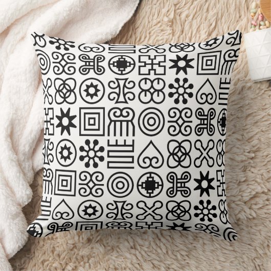 African Adinkra Symbol Throw Pillow クッション (ブランケット)