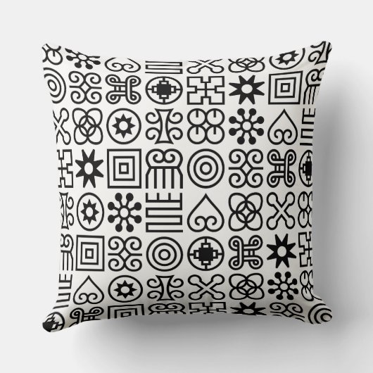 African Adinkra Symbol Throw Pillow クッション (裏面)