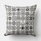 African Adinkra Symbol Throw Pillow クッション (正面)