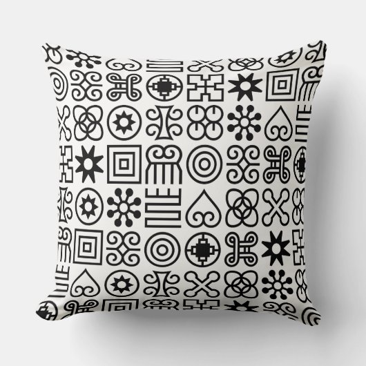 African Adinkra Symbol Throw Pillow クッション (正面)