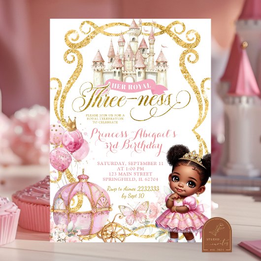 African Afro Princess Her Royal Three-ness 招待状