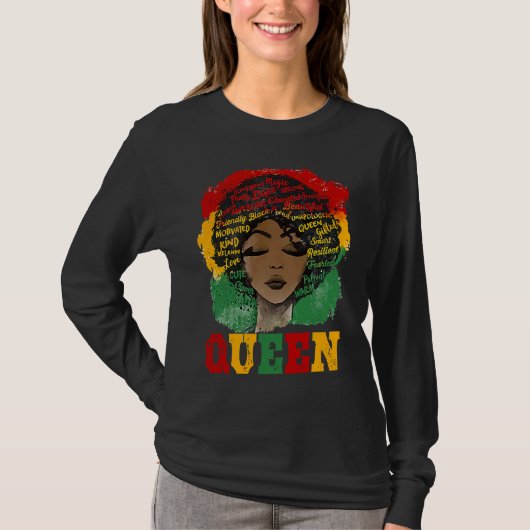 African Afro Queen Strong Black Women Black Histor Tシャツ (正面)