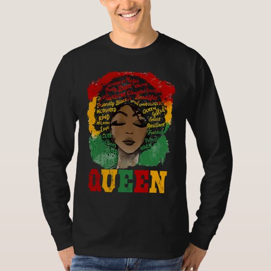 African Afro Queen Strong Black Women Black Histor Tシャツ (正面)