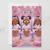 African American 3 Girls Spa party Birthday  招待状 (正面)