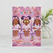 African American 3 Girls Spa party Birthday  招待状 (スタンド正面)