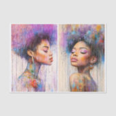 African American Afro Hair Women EX8 Decoupage 薄葉紙 (正面)