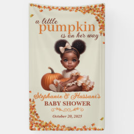 African American Baby Girl Pumpkin Baby Shower 横断幕
