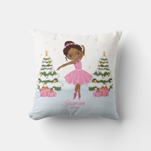African American Ballerina Christmas Ornaments クッション (正面)
