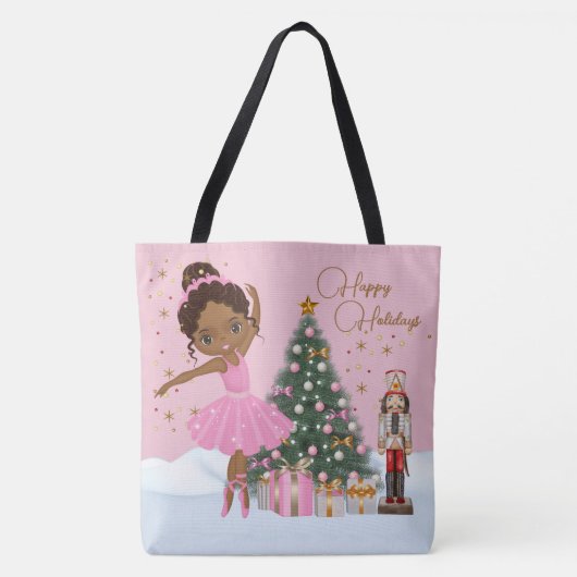 African American Ballerina Christmas Tote Bag トートバッグ (正面)