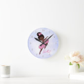 African American Ballerina Pink Tutu Ballet Dance ラウンド壁時計 (ホーム)