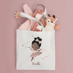African American Ballerina with Bow, Rose Gold トートバッグ