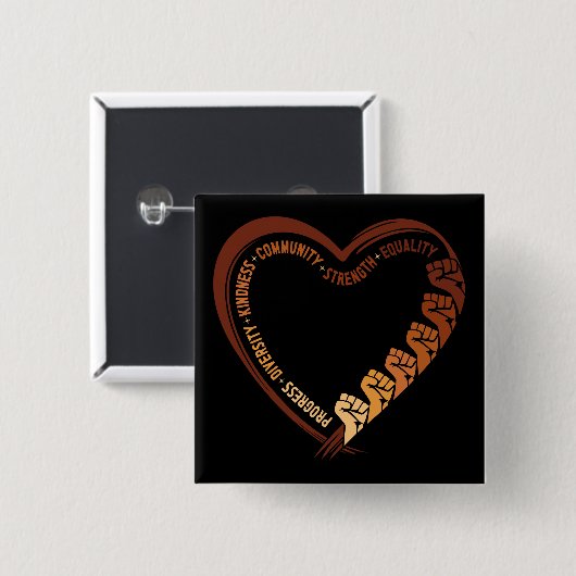 African American Black History Month Valentine 缶バッジ (正面&裏面)