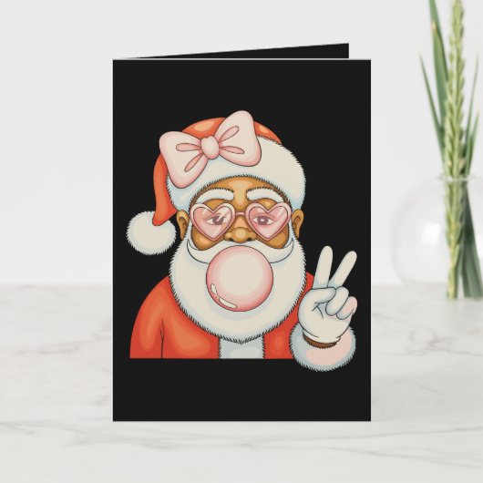 African American Black Santa Bubble Gum Christmas カード (正面)