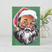African American Black Santa Claus Christmas シーズンカード (スタンド正面)