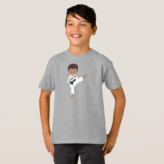 African American Boy, Karate Boy, Black Belt, Kata Tシャツ (正面フル)