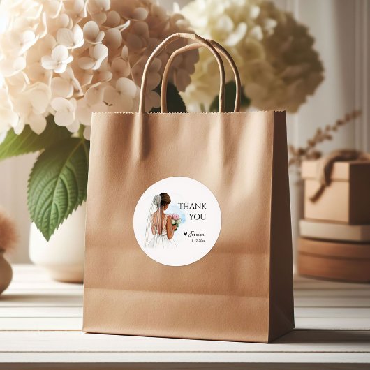 African American Bridal Shower Heart  ラウンドシール