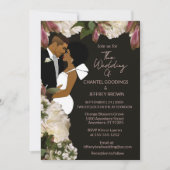 African American Bride and Groom Black Wedding 招待状 (正面)