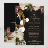 African American Bride and Groom Black Wedding 招待状 (正面/裏面)
