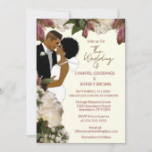 African American Bride & Groom Cream Wedding 招待状 (正面)