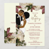 African American Bride & Groom Cream Wedding 招待状 (正面/裏面)