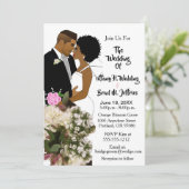African American Bride & Groom White Wedding  招待状 (スタンド正面)