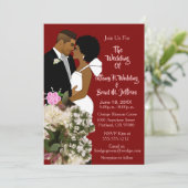 African American Bride & Groom White Wedding  招待状 (スタンド正面)