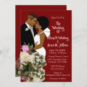 African American Bride & Groom White Wedding  招待状 (正面/裏面)