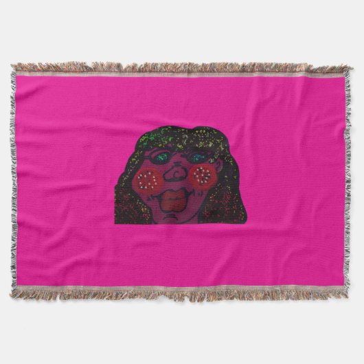 African-American Cartoon Character Portrait スローブランケット (正面)