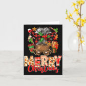 African American Christmas African Black Xmas Mom カード (黄色い花)