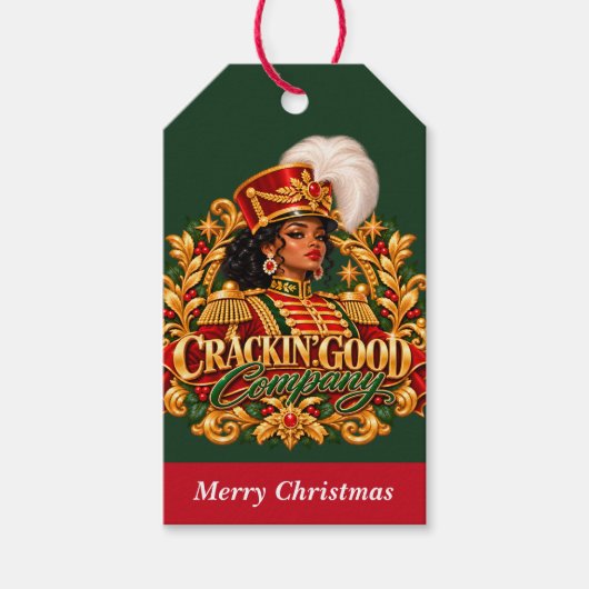 African American Christmas Black Woman Nutcracker ギフトタグ (正面)