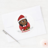 African American Christmas girl cartoon ラウンドシール (封筒)