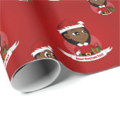 African American Christmas girl cartoon ラッピングペーパー (ロールコーナー)