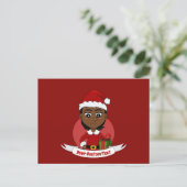 African American Christmas girl with short hair ポストカード (スタンド正面)