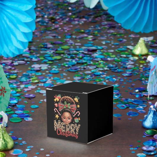 African American Christmas Messy Bun Black Mom フェイバーボックス (パーティー)