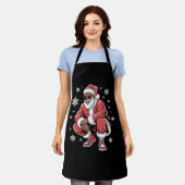 African American Christmas Pajama Xmas Afro Santa  エプロン (着用した状態)