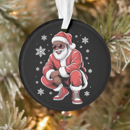 African American Christmas Pajama Xmas Afro Santa  オーナメント (ツリー)