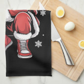 African American Christmas Pajama Xmas Afro Santa キッチンタオル (四つ折り)