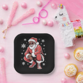 African American Christmas Pajama Xmas Afro Santa  ペーパープレート (パーティー)